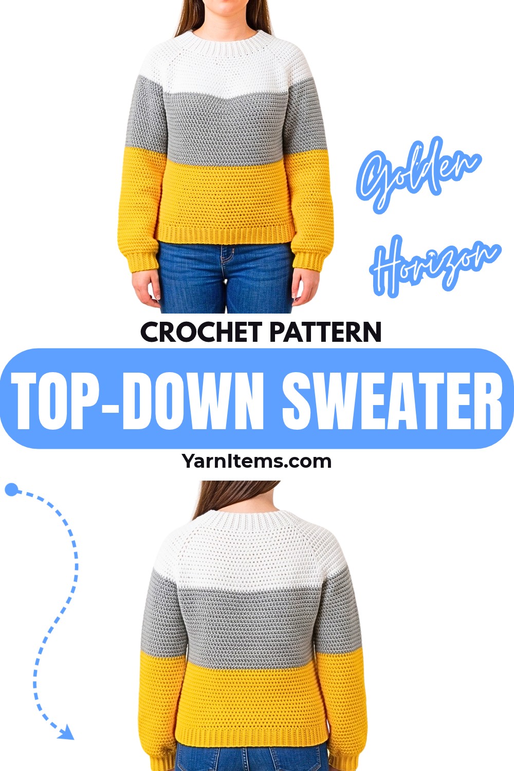 Golden Horizon Top-Down Crochet Sweater Pattern