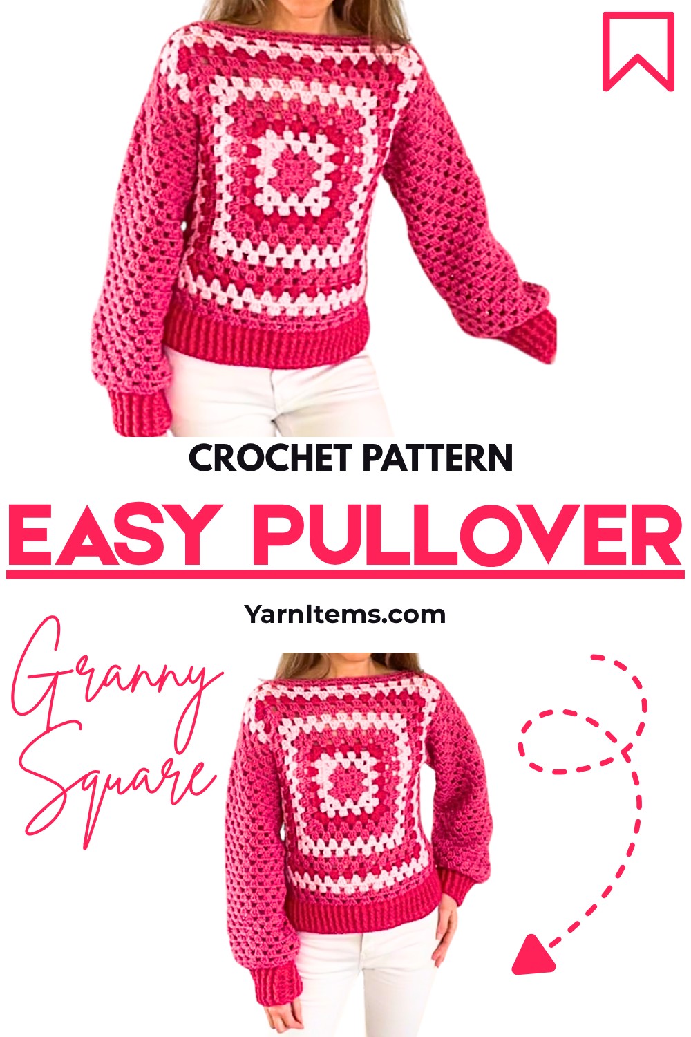 Granny Square Pullover Crochet Pattern for Cozy Outfit