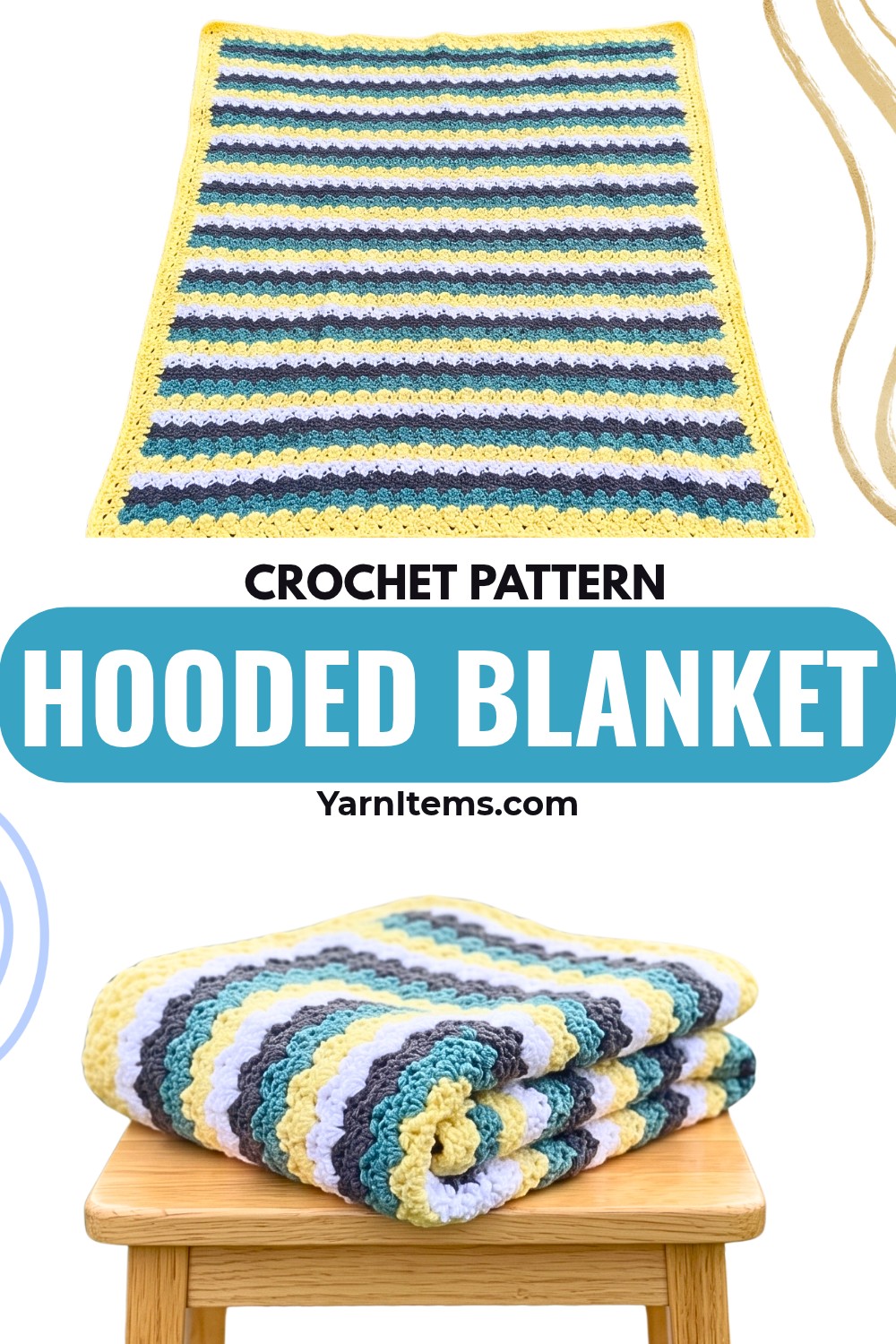 Hooded Crochet Blanket Pattern with Scalloped Edge