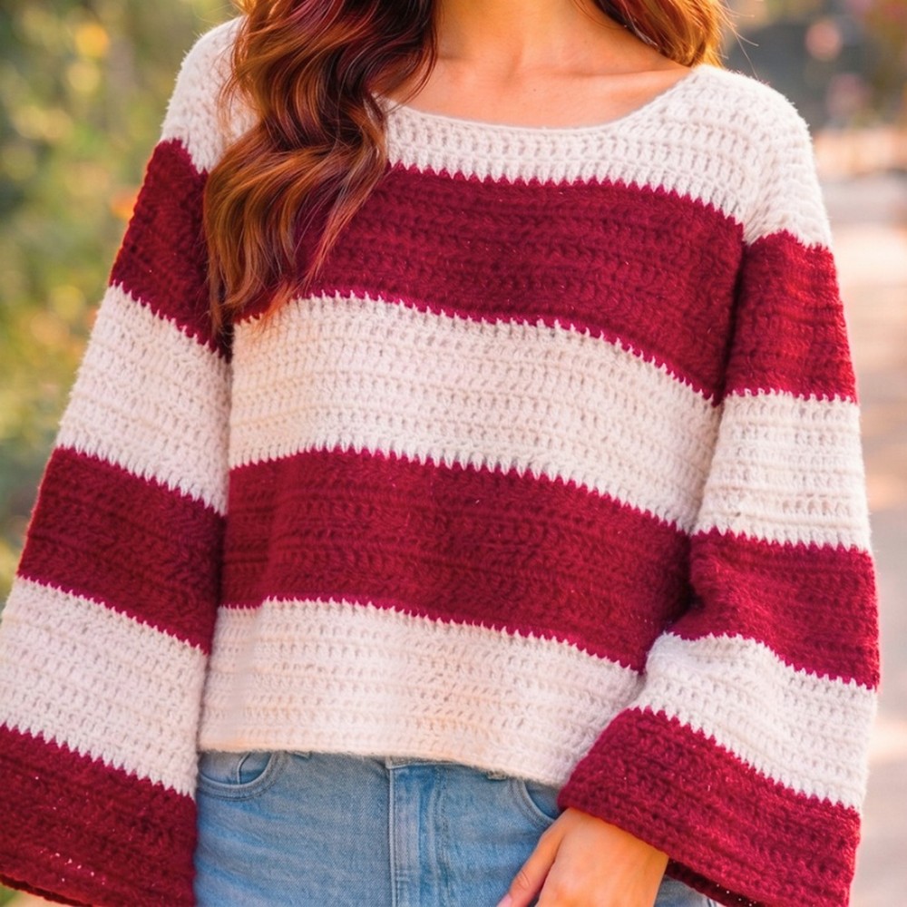 Easiest Striped Sweater Crochet Pattern – Oversized Crochet Pullover