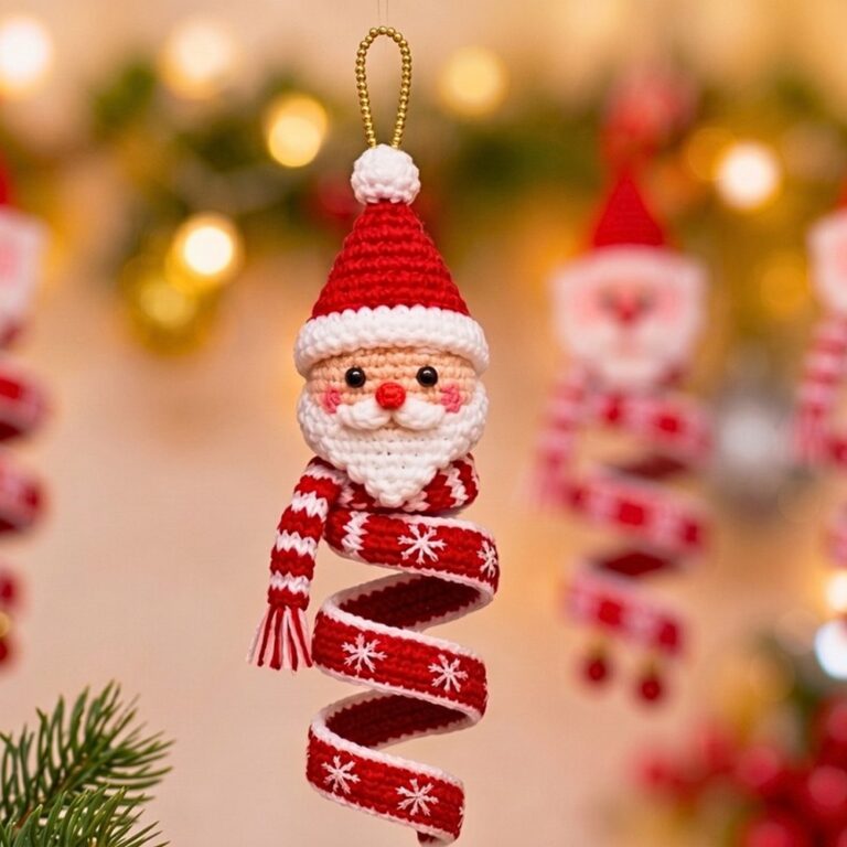 How to Crochet a Santa Spinner Ornament