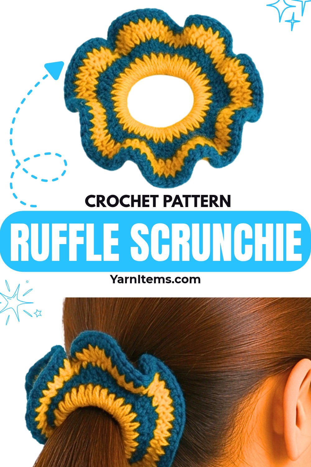 Oversized Crochet Ruffle Scrunchie Pattern