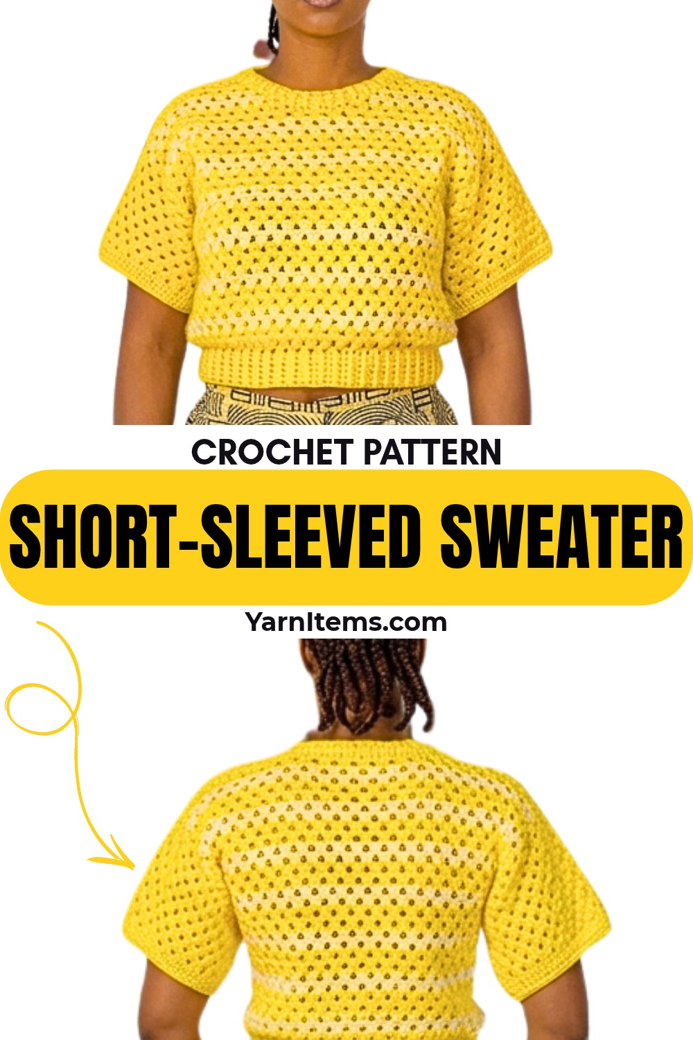 Chic Short Sleeved Crochet Sweater Pattern