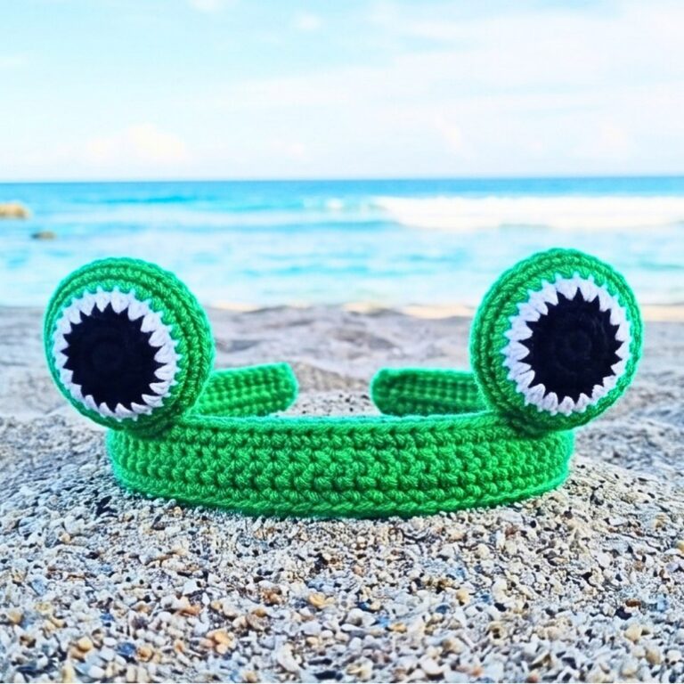 Crochet Frog Headband Pattern with Stuffed Frog Eyes