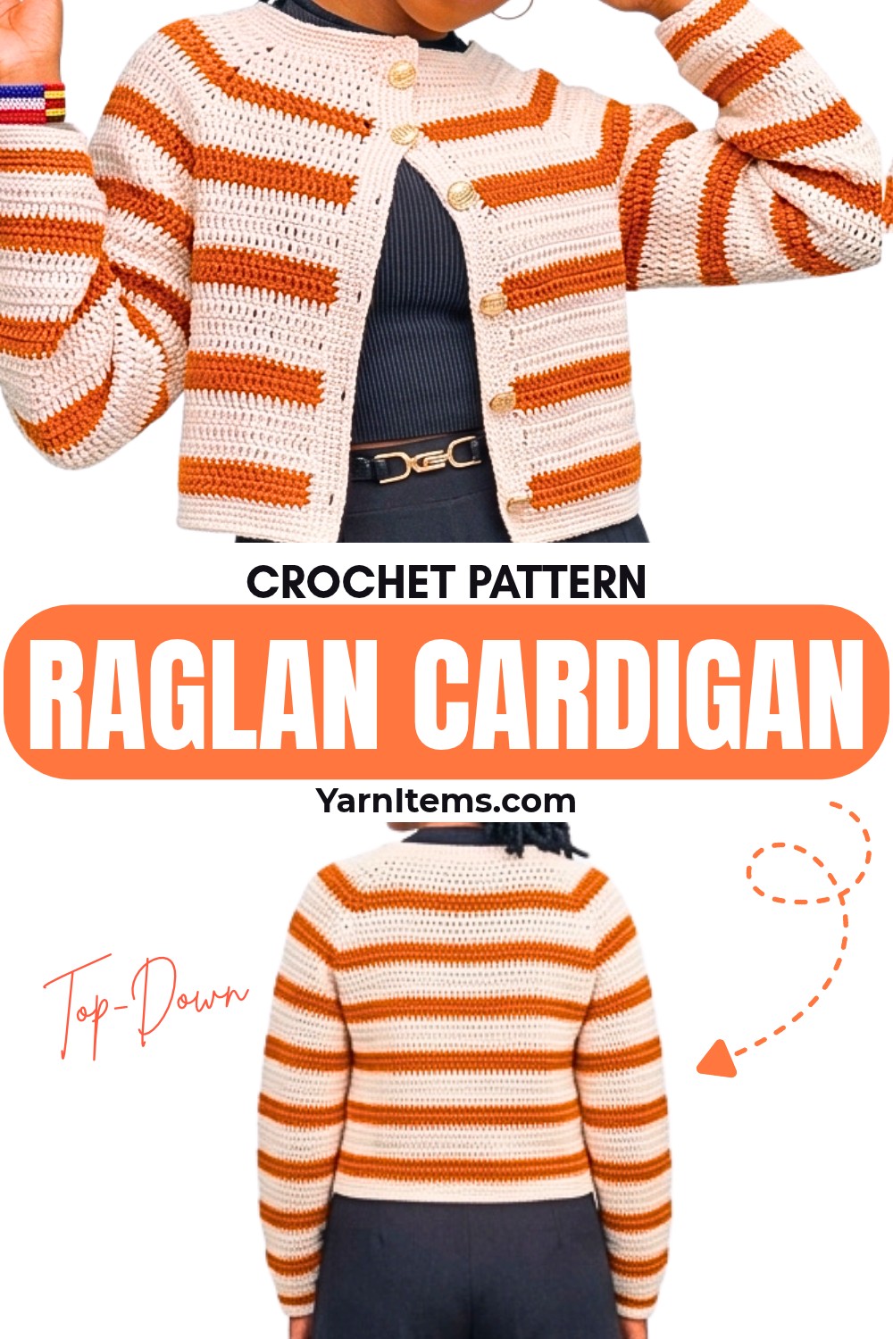 Top-Down Seamless Crochet Raglan Cardigan Pattern