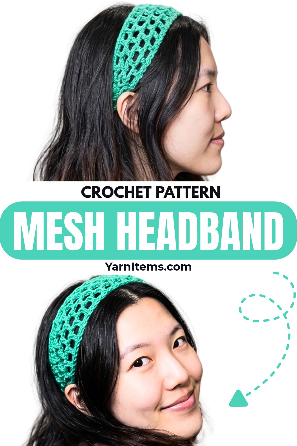 Quick Crochet Mesh Headband with Adjustable Tie Straps