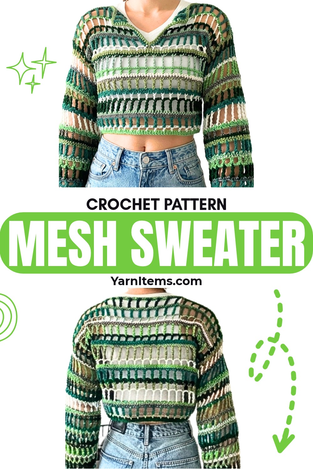 Oversized Crochet Mesh Sweater with Textured Sleeves