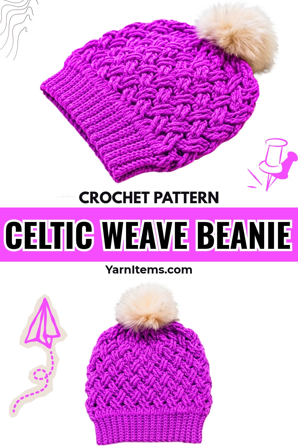 Celtic Weave Crochet Beanie Tutorial For Textured Hat