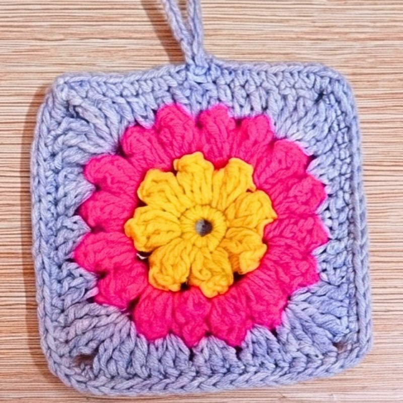 Crochet 3D Flower Motif Pouch Pattern with Button Closure