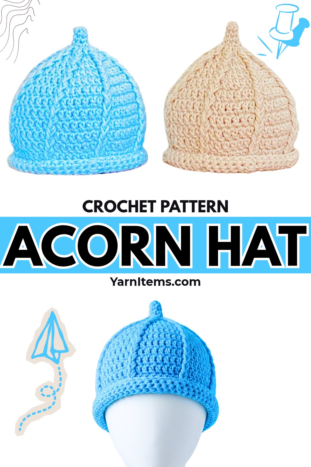 Crochet Acorn Hat Pattern - Textured Baby Beanie