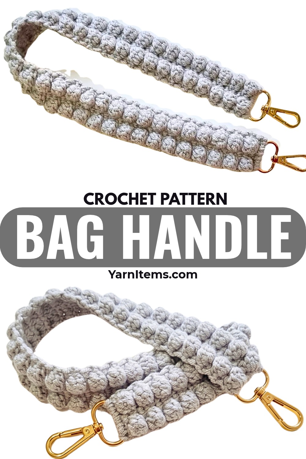 Crochet Bag Handle Pattern with 4-HDC Cluster Texture