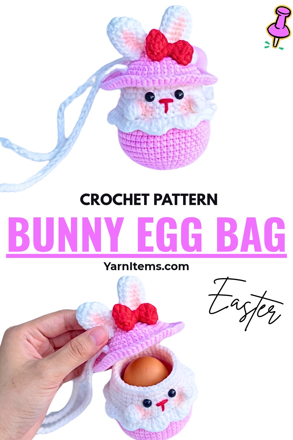 Crochet Bunny Easter Egg Bag Tutorial for Beginners