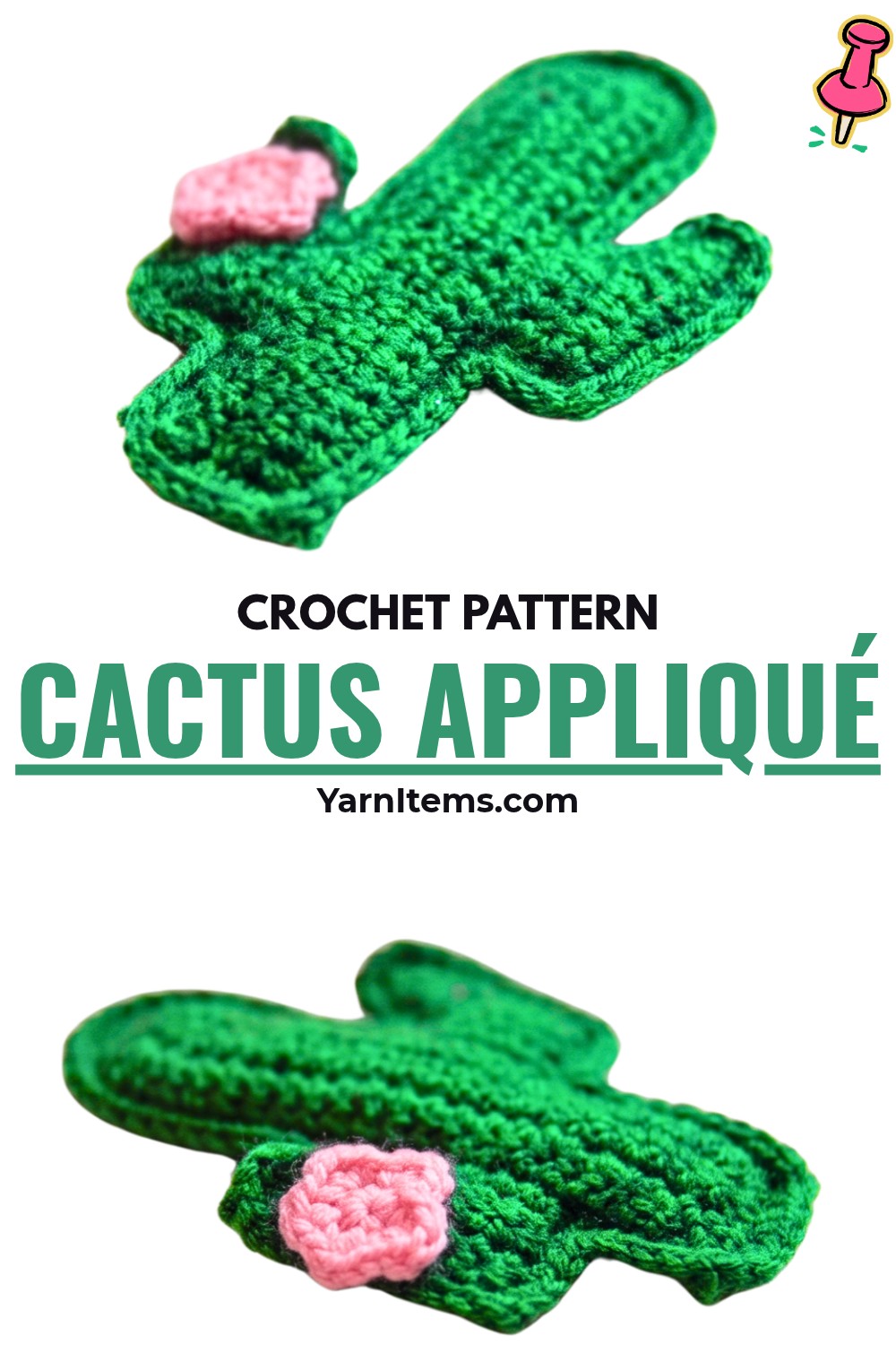 Crochet Cactus Appliqué Pattern – Step-by-Step