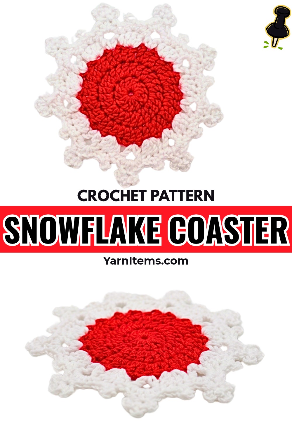 Crochet Christmas Snowflake Coaster Tutorial for Beginners