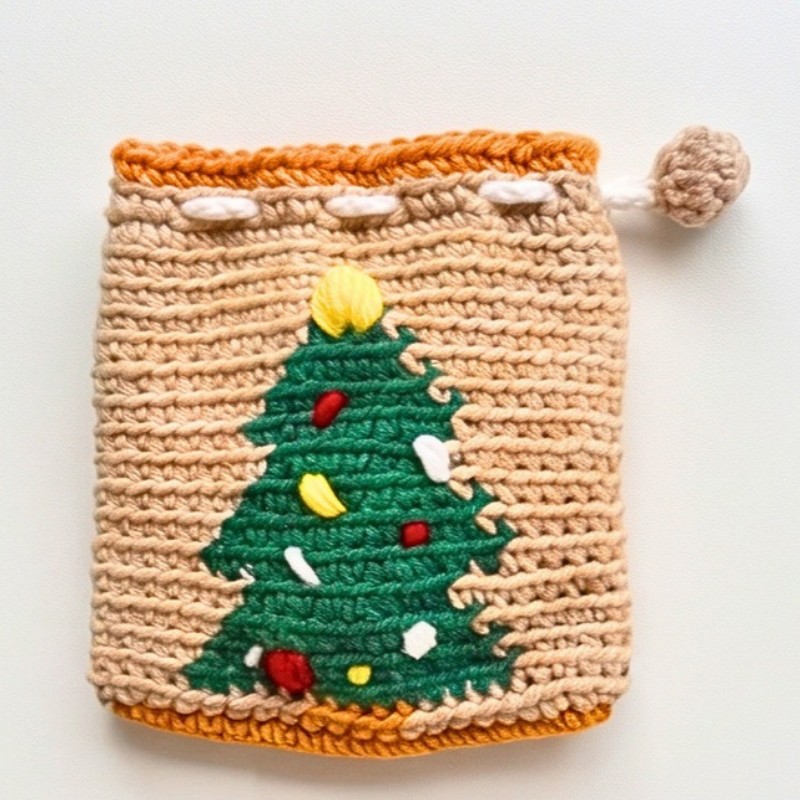 Crochet Christmas Tree Drawstring Bag Pattern