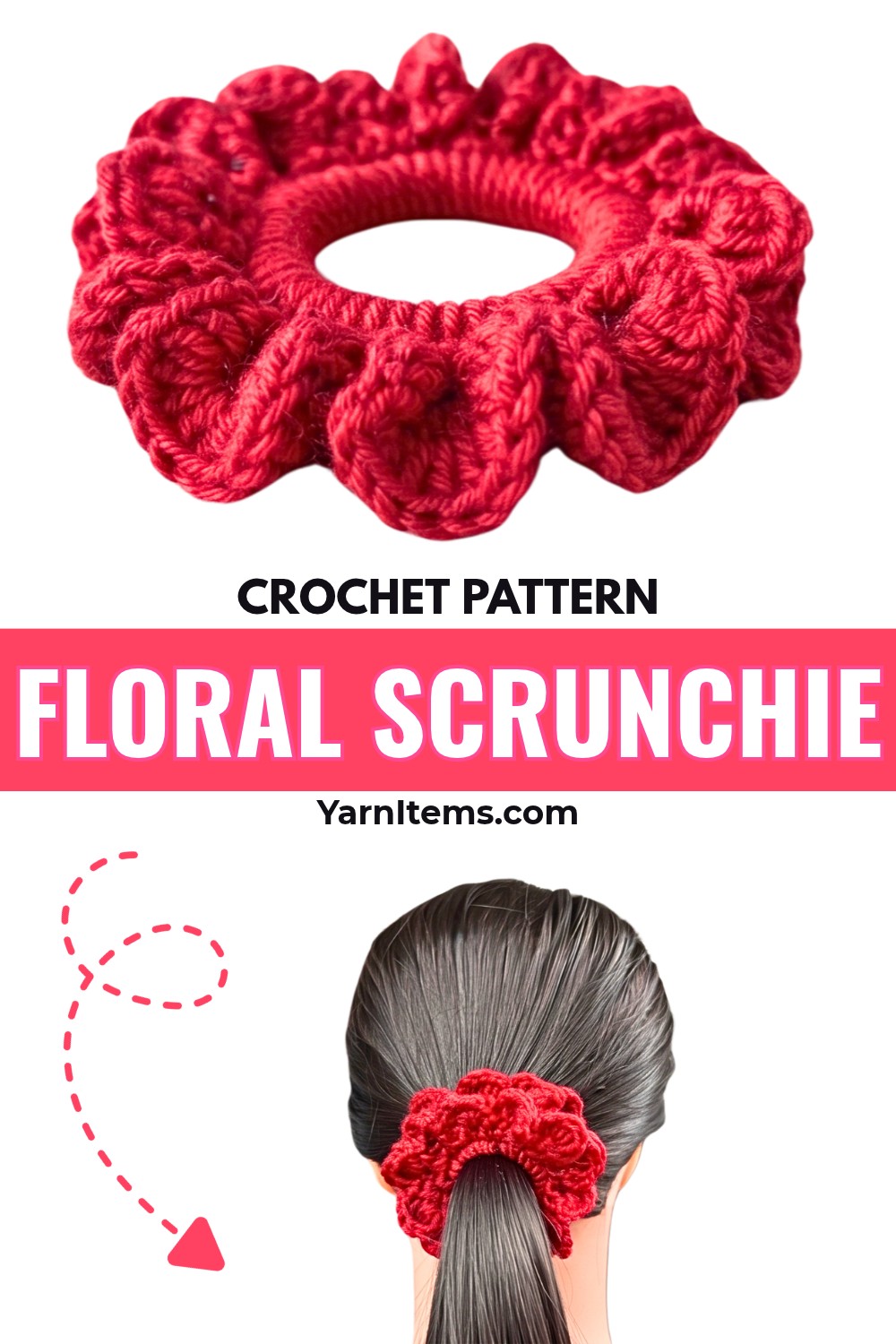 Crochet Floral Scrunchie Pattern with Easy Ruffled Petals