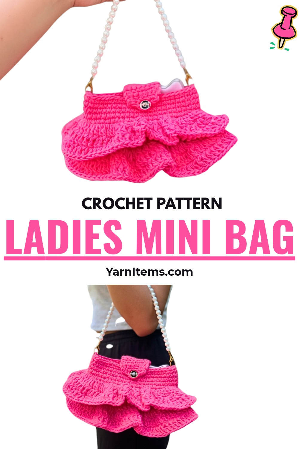 Crochet Ladies Mini Bag Pattern with Ruffled Dress Design