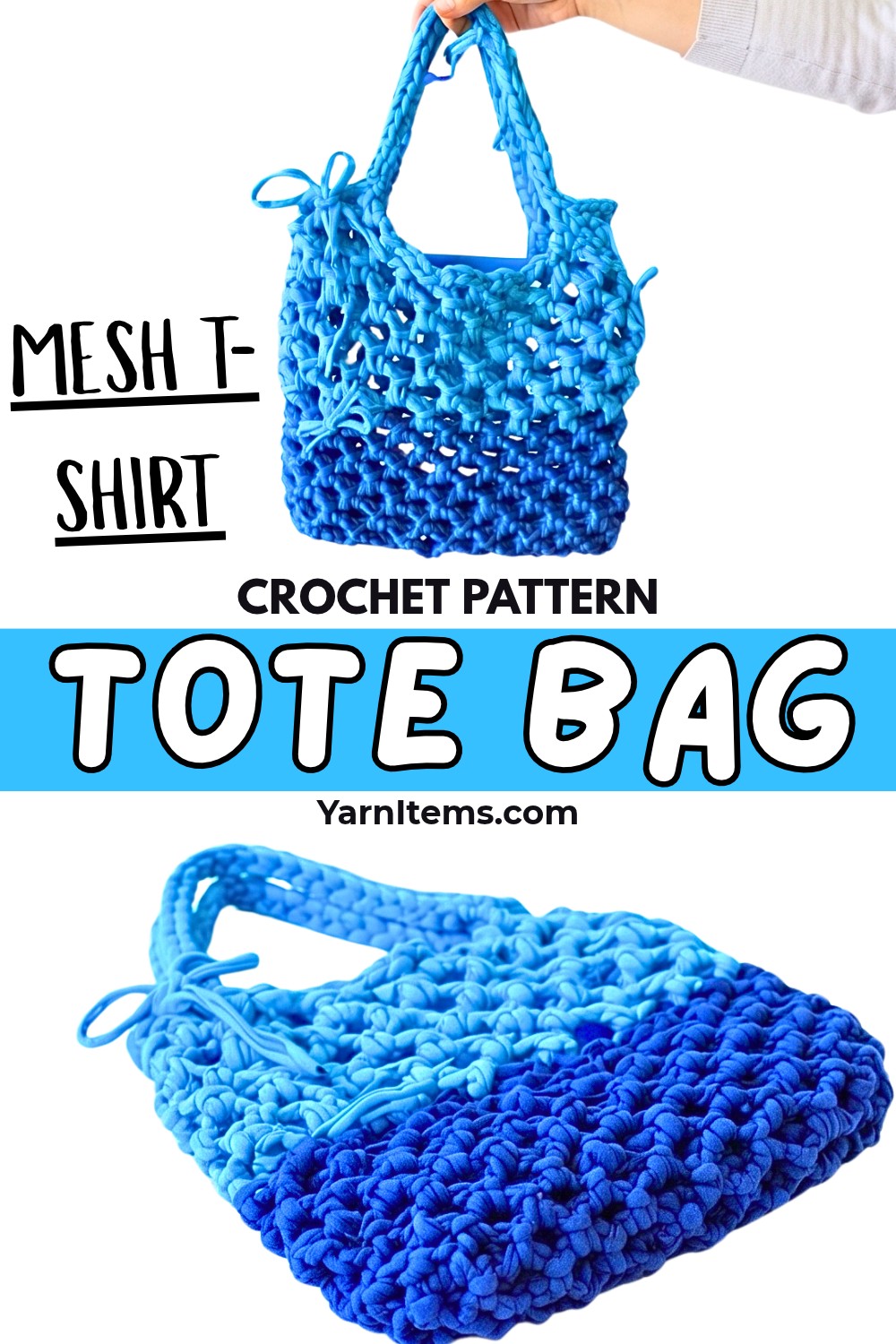 Crochet Mesh T-Shirt Tote Bag Pattern Light & Easy for Summer