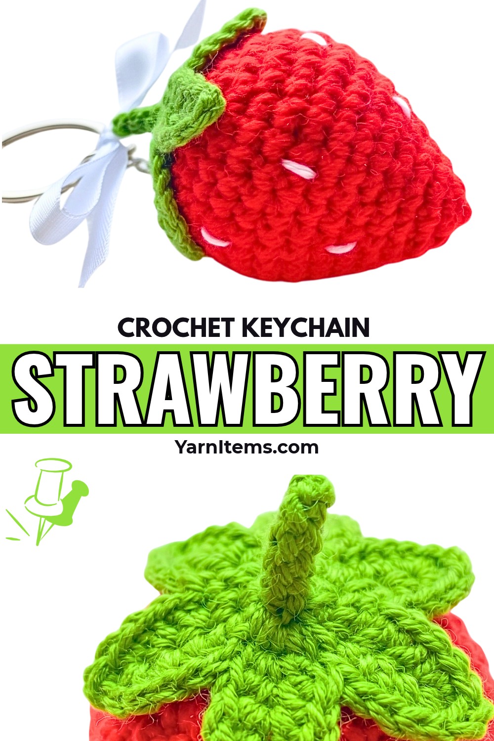 Crochet Mini Strawberry Keychain Tutorial - Amigurumi Fruit Charm