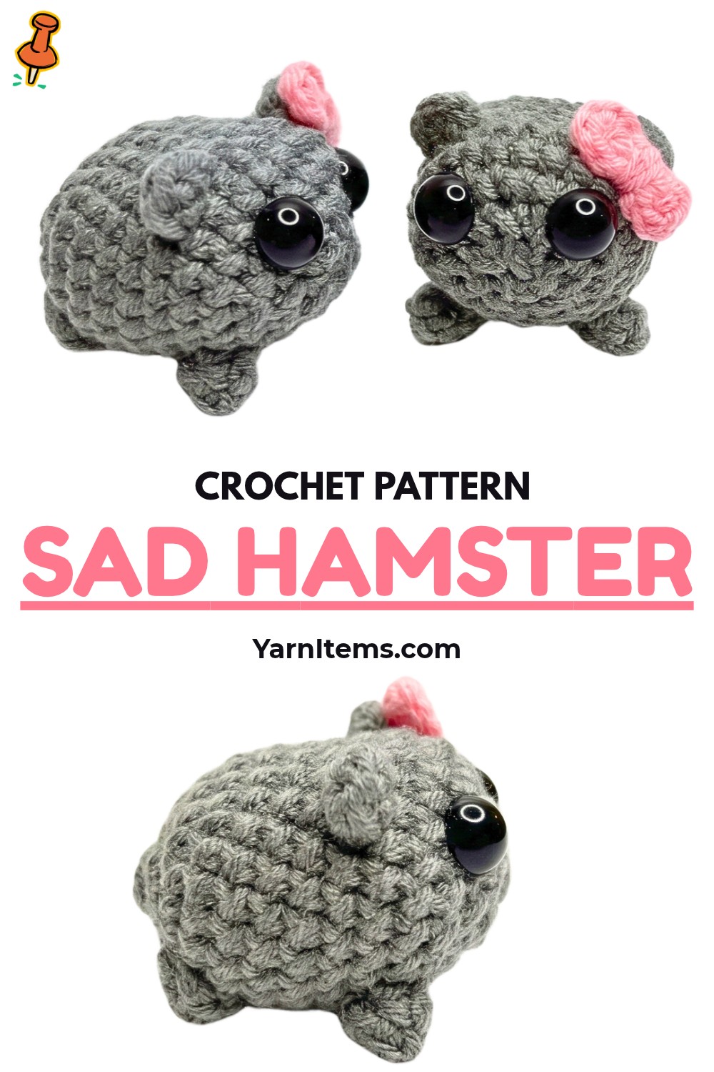 Crochet Sad Hamster Amigurumi Pattern - Tiny Viral Hamster