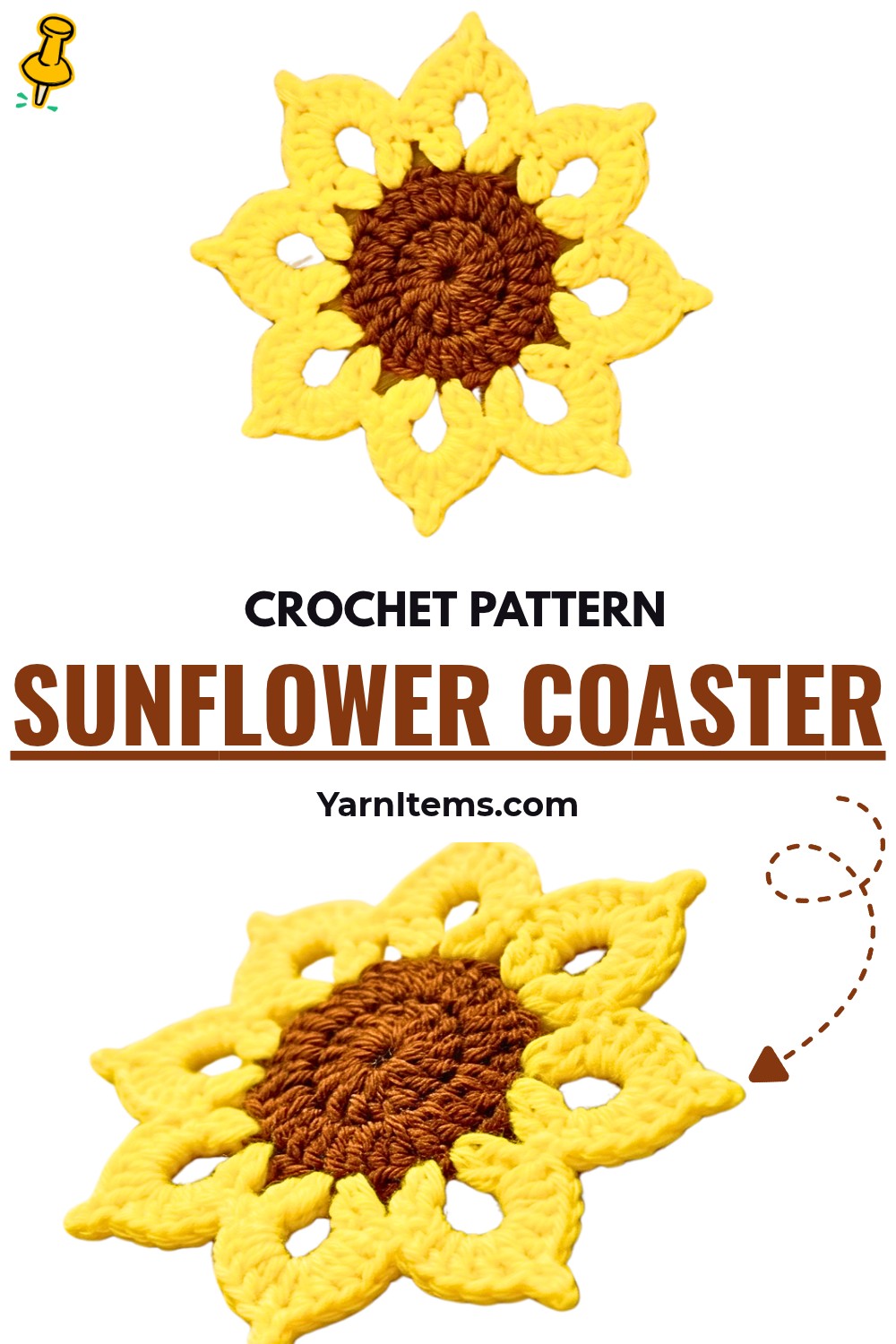Crochet Sunflower Coaster Pattern – Step-by-Step