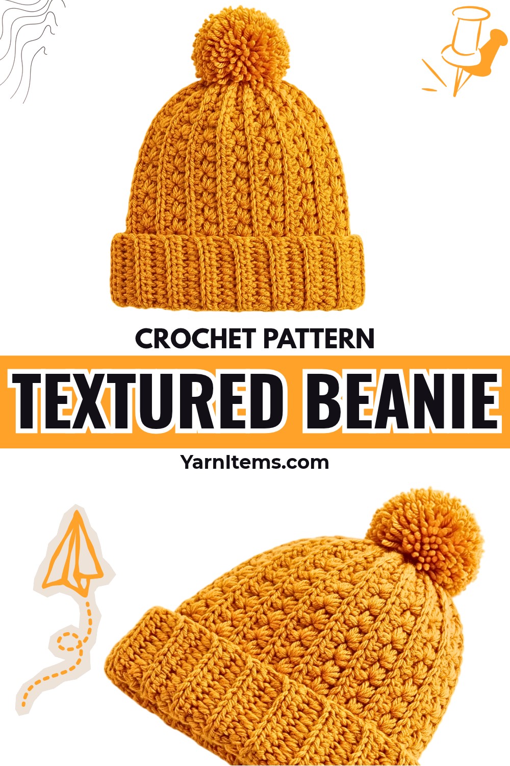 Crochet Textured Baby Beanie Pattern with Folded Brim
