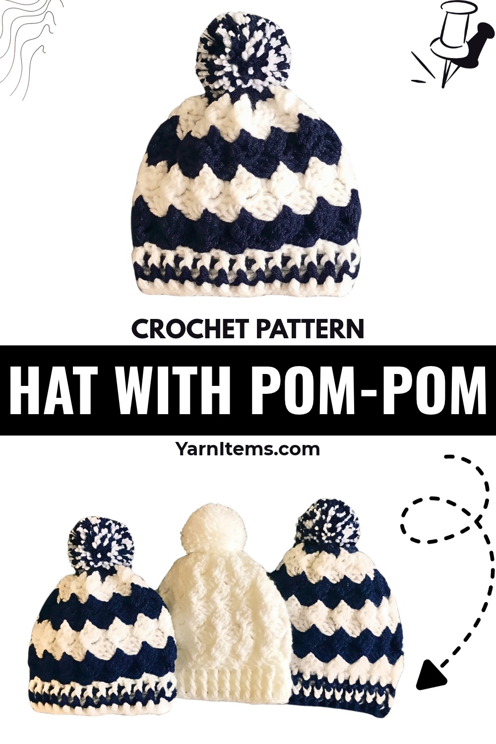 Easy Crochet Baby Hat with Pom-Pom - Sizes 0-18 Months