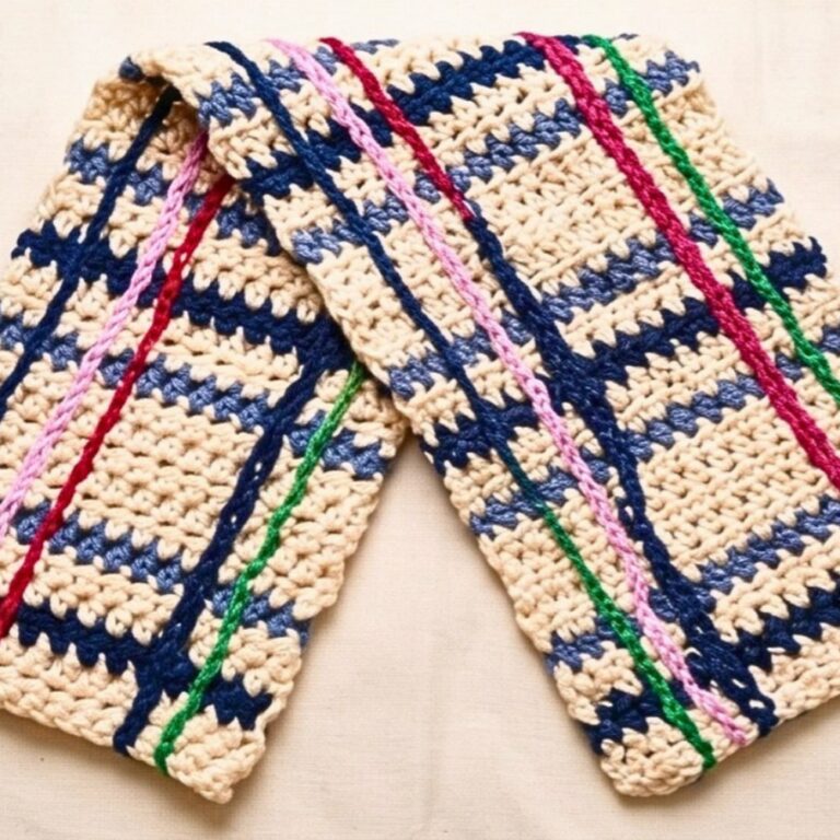 Easy Crochet Plaid Scarf Pattern
