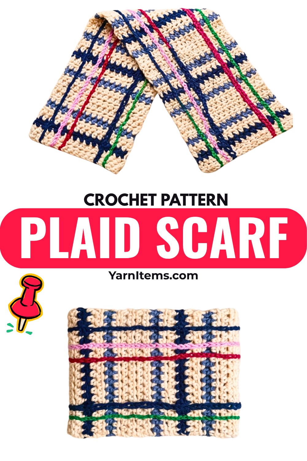 Easy Crochet Plaid Scarf Pattern