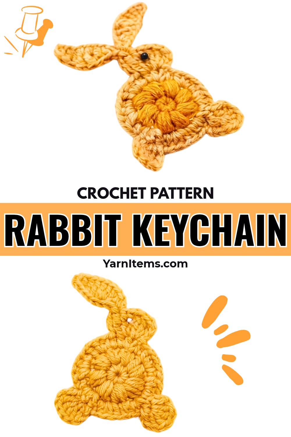 Easy Crochet Rabbit Keychain Pattern Free