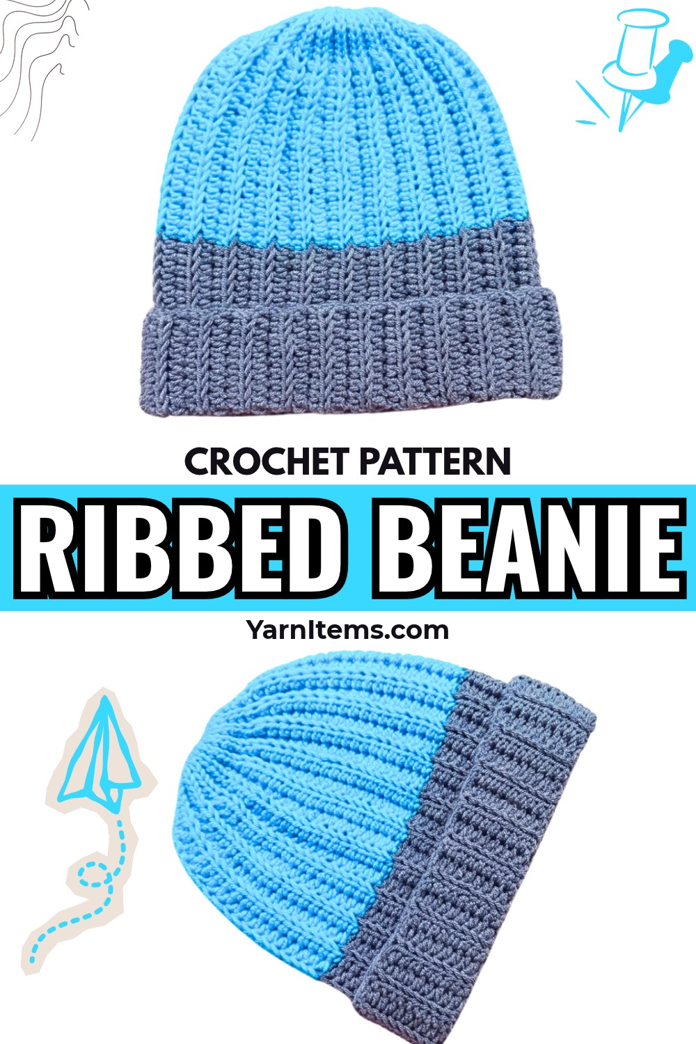 Easy Crochet Ribbed Beanie Tutorial with Folded Brim