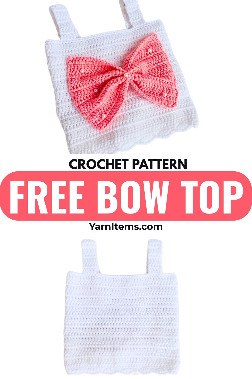 Free Crochet Bow Top for Babies 12–18 Months
