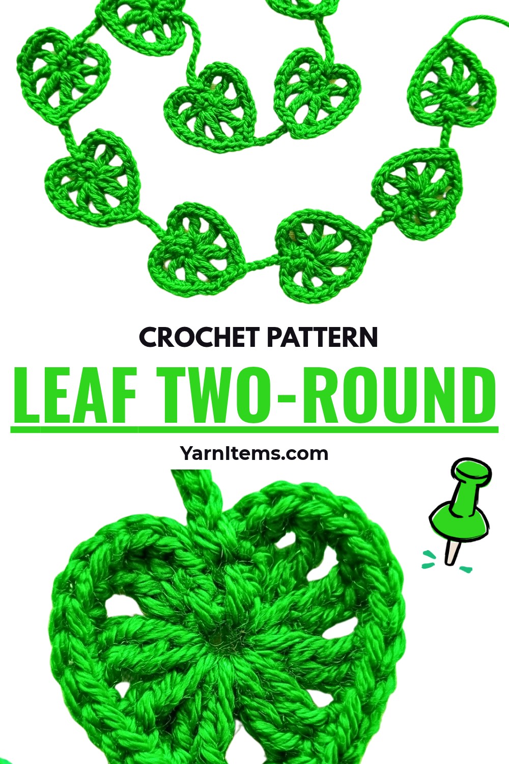 Simple Crochet Leaf Two-Round Pattern for Beginners