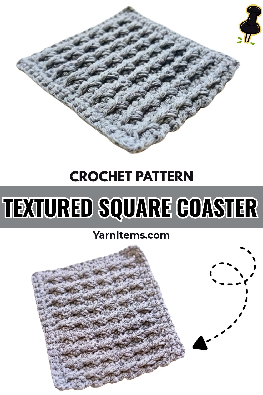 Textured Square Crochet Coaster Pattern for Beginners